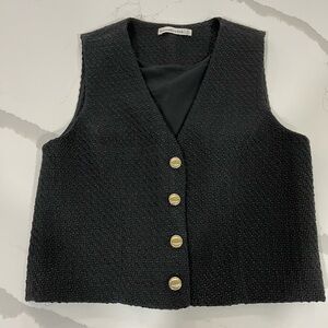 Abercrombie & Fitch Black Button Down Vest
